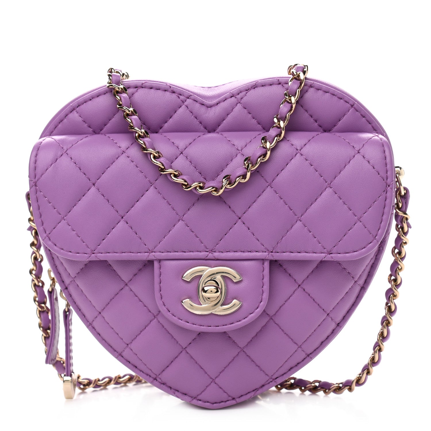 Chanel Lambskin Quilted CC In Love Heart Bag Purple 1 of 11