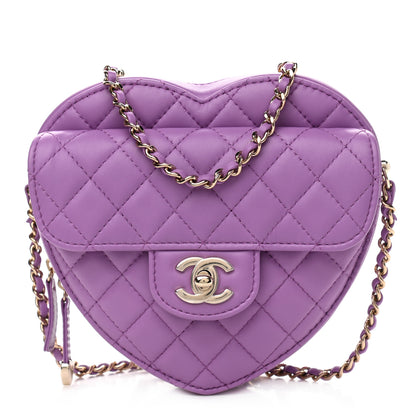 Chanel Lambskin Quilted CC In Love Heart Bag Purple 1 of 11