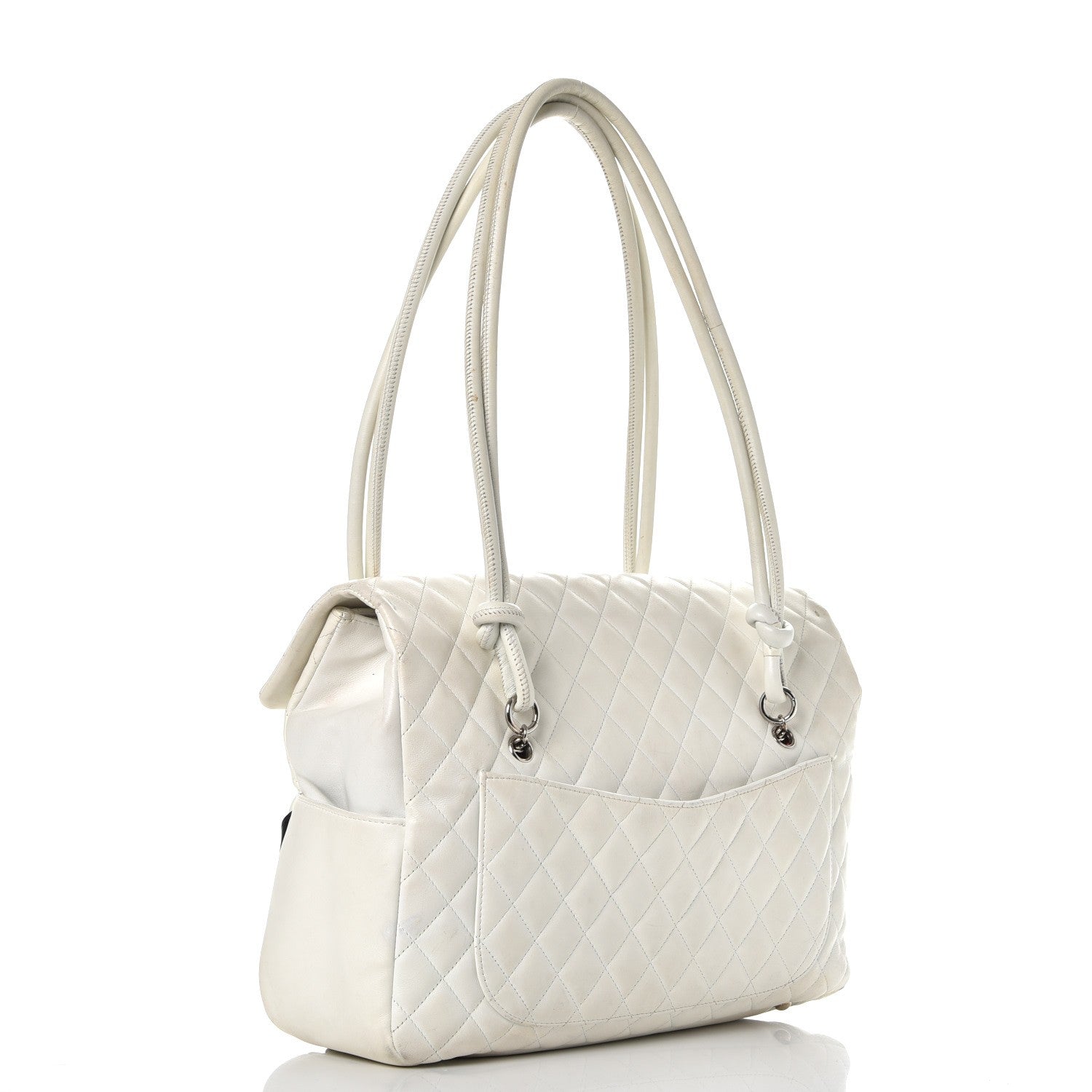 Chanel Calfskin Quilted Large Cambon Flap White Black 3 of 23