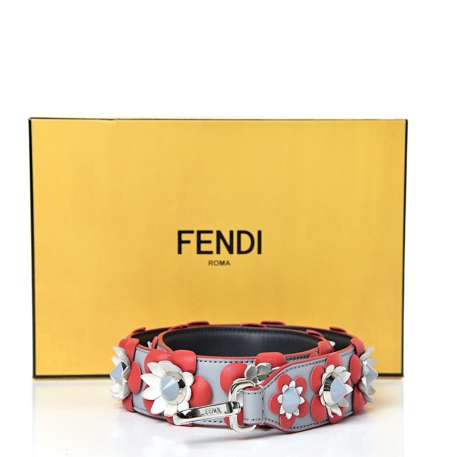 Fendi Vitello Dolce Flowerland Studded Strap You Ardesia Blue Notte 6 of 6