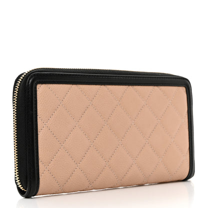 Chanel Caviar Quilted Filigree Zip Around Wallet Beige Black 3 of 8