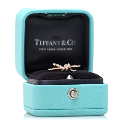 Tiffany 18K Rose Gold Diamond Small Knot Ring 55 7.25 5 of 5