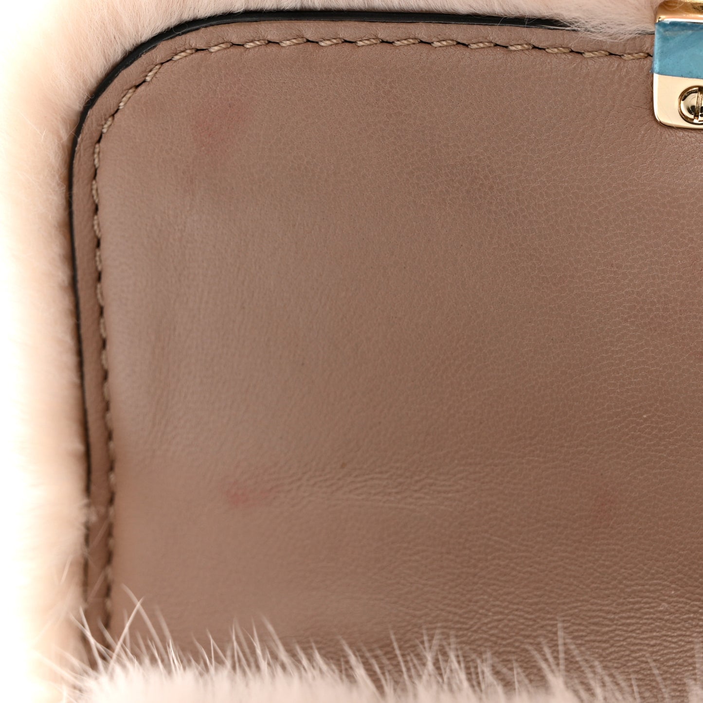 Mink Fur Snakesin Small Glam Lock Rockstud Flap Grey