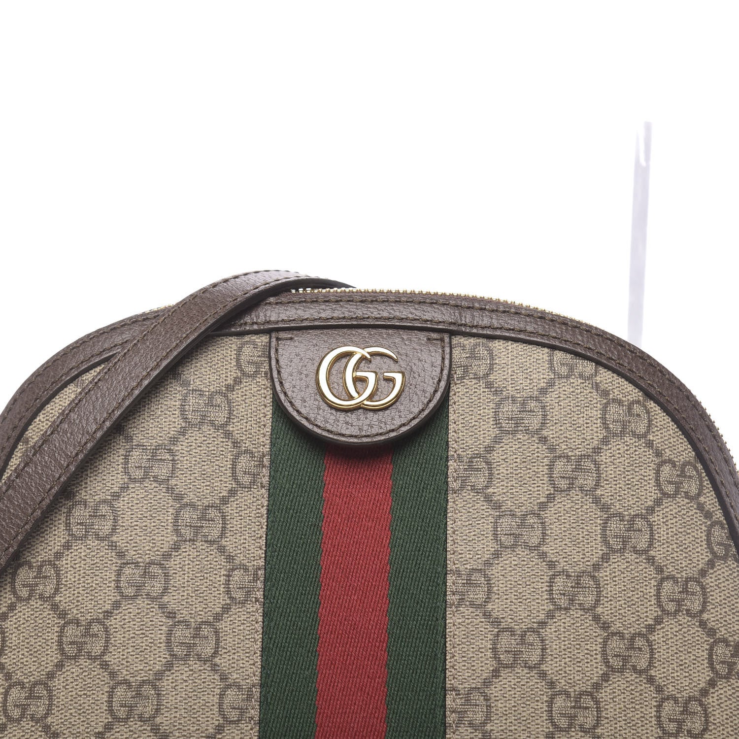 Gucci GG Supreme Monogram Textured Dollar Calfskin Web Small Ophidia Dome Shoulder Bag Beige Ebony New Acero 10 of 12
