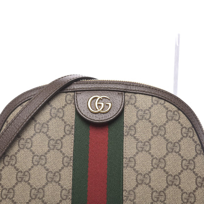 Gucci GG Supreme Monogram Textured Dollar Calfskin Web Small Ophidia Dome Shoulder Bag Beige Ebony New Acero 10 of 12
