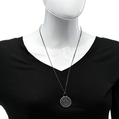 Chanel Crystal Cross Medallion Necklace Ruthenium Black 2 of 7