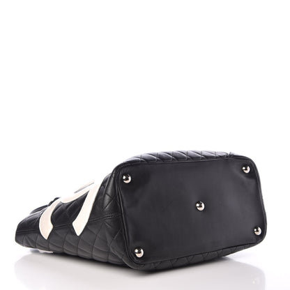 Chanel Calfskin Quilted Large Cambon Tote Black White 4 of 8