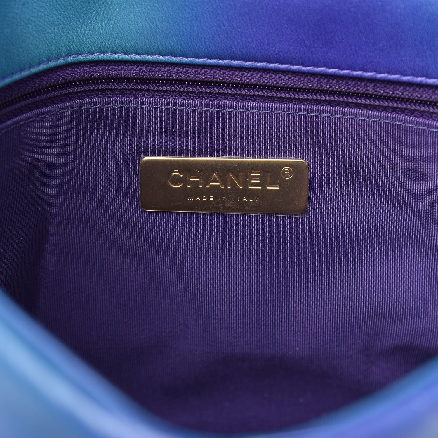 Chanel Tie Dye Calfskin Quilted Medium Chanel 19 Flap Blue Purple 6 of 11