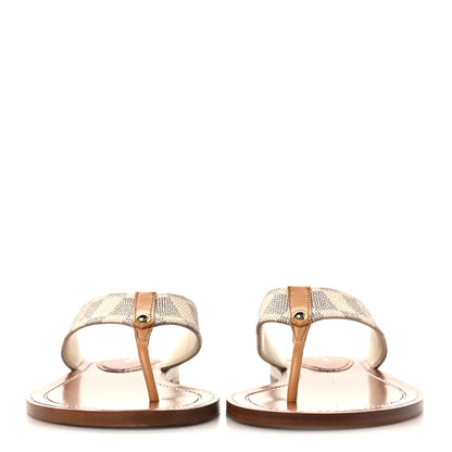 Louis Vuitton Damier Azur Sunny Flat Thong Sandals 37.5 3 of 9