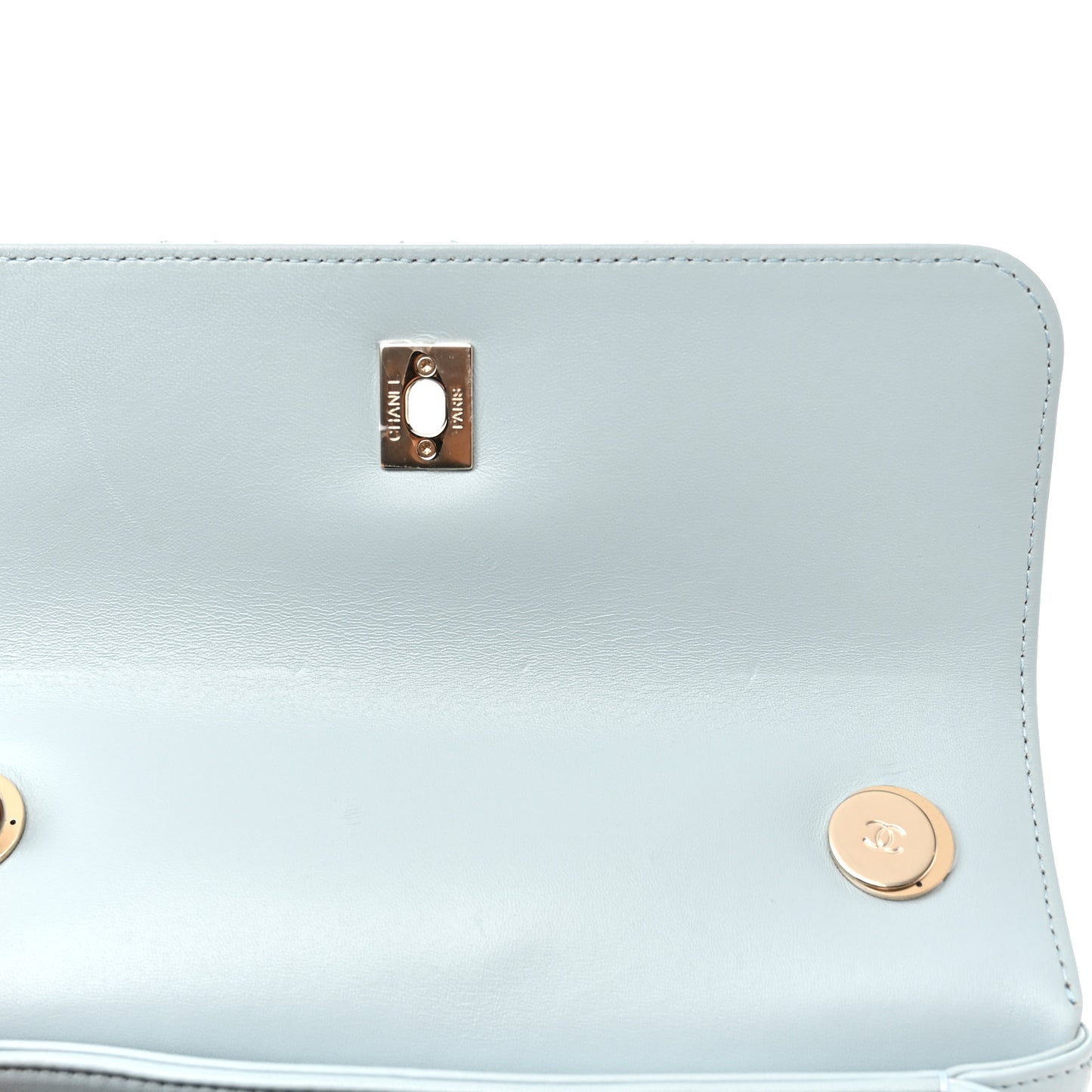 Lambskin Quilted Small Trendy CC Flap Dual Handle Bag Light Blue