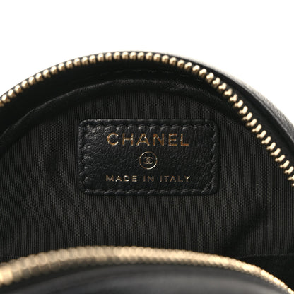 Chanel Lambskin Quilted Studded Round Clutch With Chain Black 6 of 9