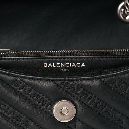 Balenciaga Calfskin Logo Matelasse S BB Round Shoulder Bag Black 6 of 11