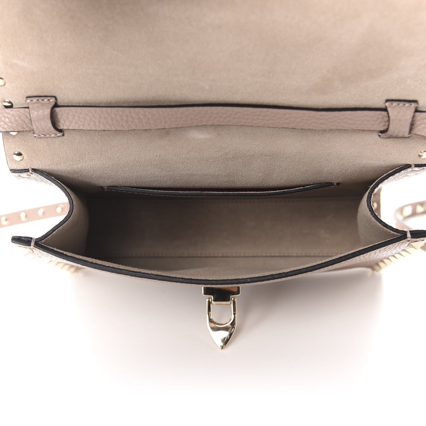 Pebbled Calfskin Medium Rockstud Flip Lock Crossbody Bag Poudre