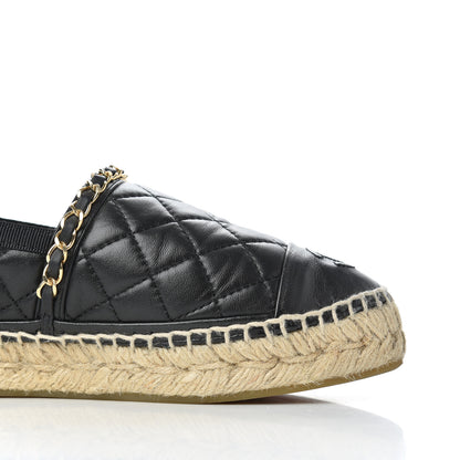 Chanel Lambskin Quilted CC Chain Espadrilles 36 Black 17 of 25
