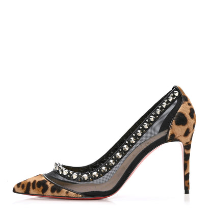 Christian Louboutin Pony Hair Galativi Spikes 85 Pumps 37 Brown Silver 1 of 7