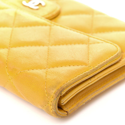 Chanel Lambskin Quilted Large Flap Wallet Yellow 16 of 23