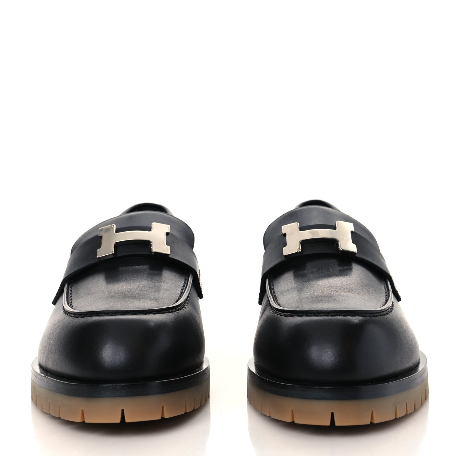 Hermes Calfskin Womens Faubourg Loafers 38.5 Black 2 of 9