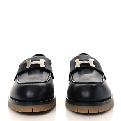 Hermes Calfskin Womens Faubourg Loafers 38.5 Black 2 of 9