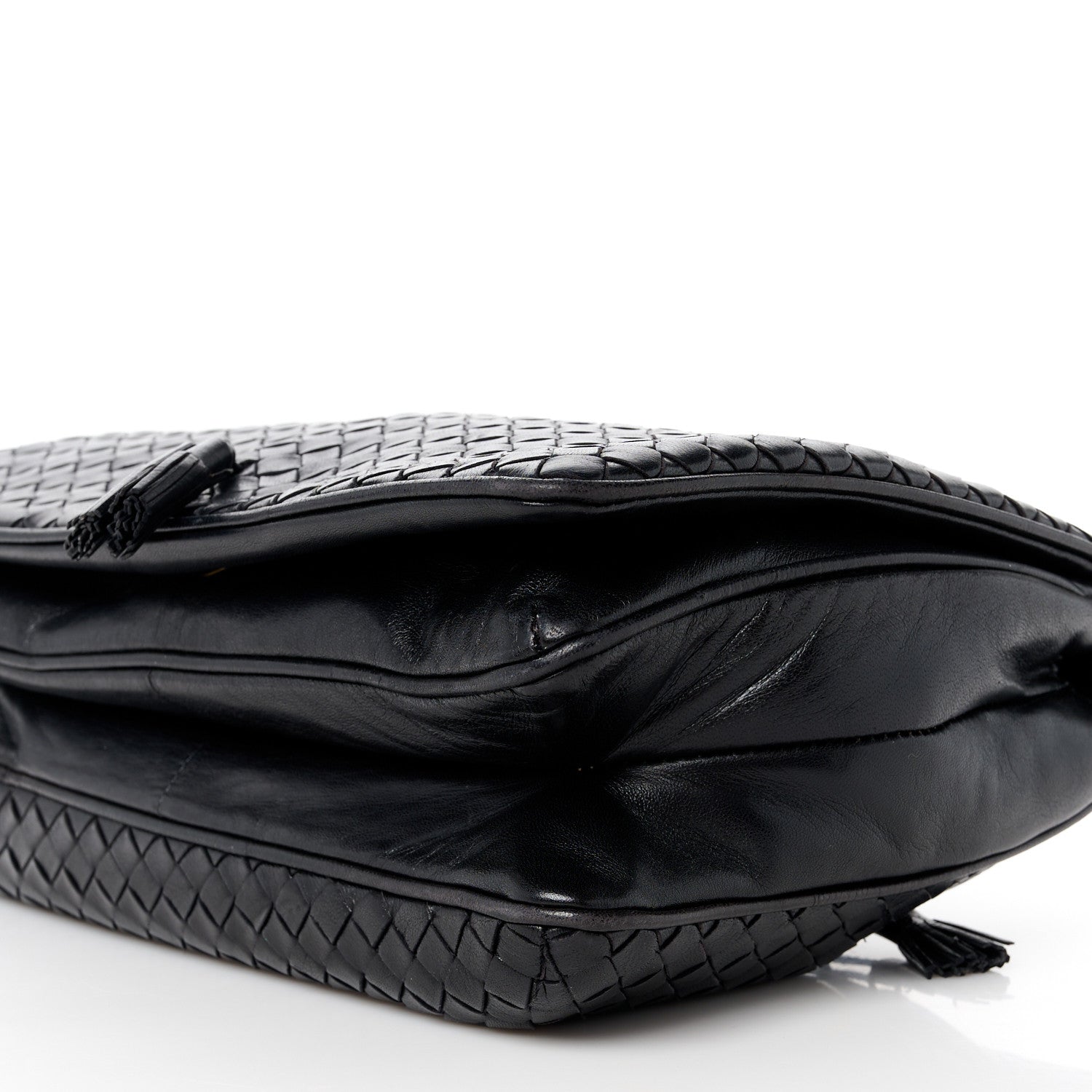 Bottega Veneta Nappa Intrecciato Flap Tassel Clutch Black 10 of 11