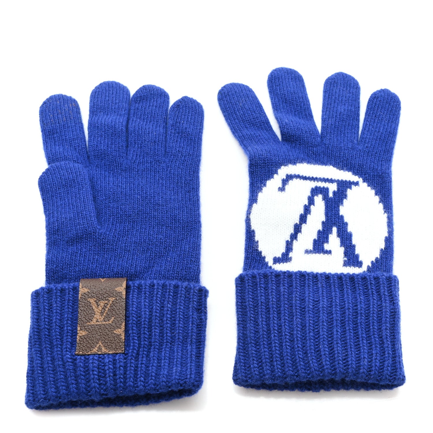 Louis Vuitton Wool Gants Maille LV Medallion Gloves S Blue 1776927