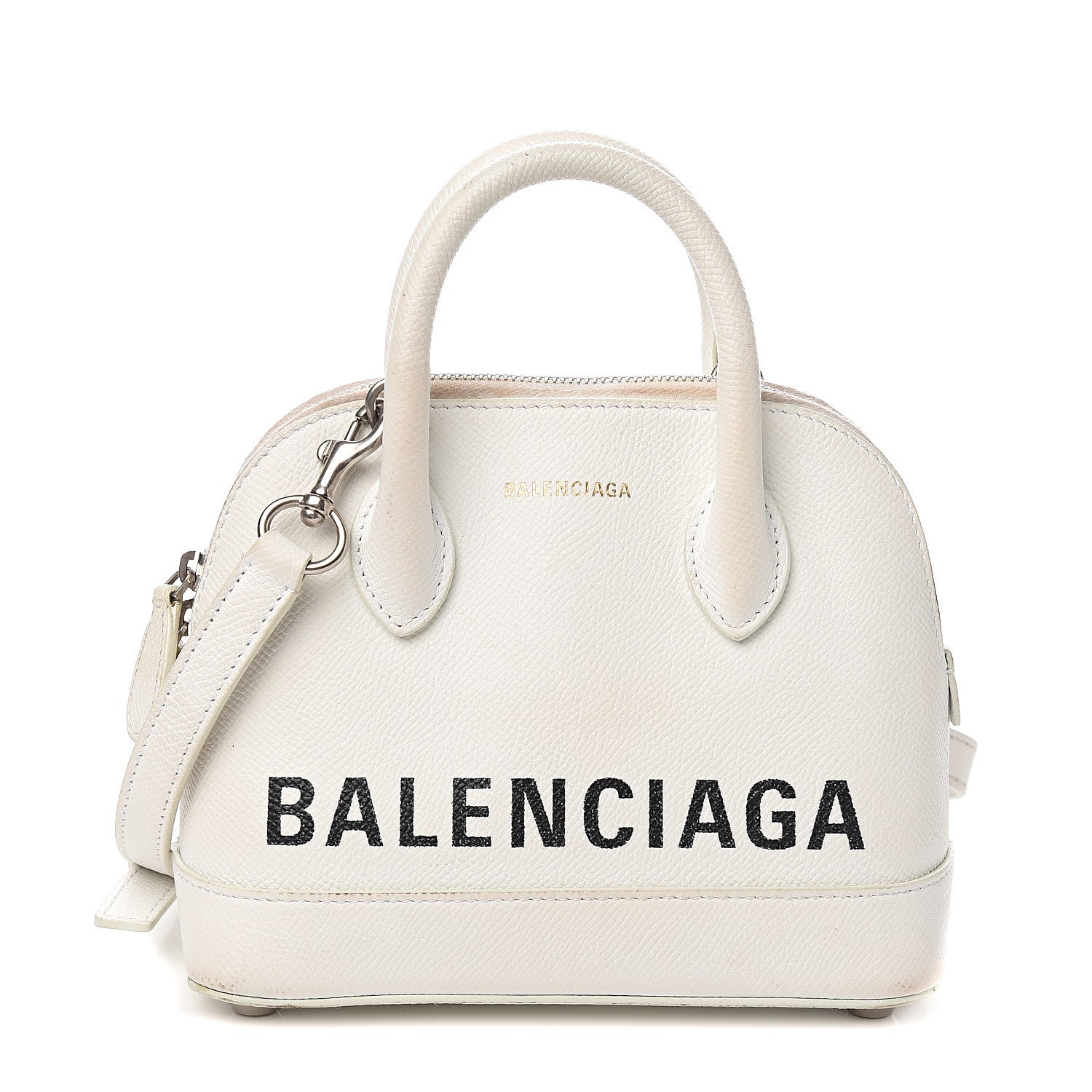 Balenciaga Grained Calfskin XXS Ville Top Handle Bag White Black 1 of 10