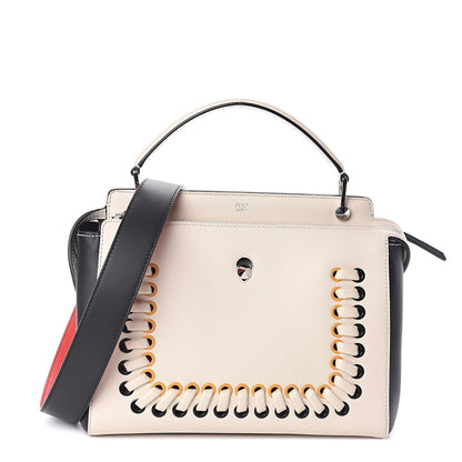 Fendi Vitello Baltico Shiny Nappa Lace Up DotCom Satchel Camelia Black Multicolor 1 of 11