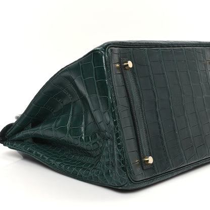 Hermes Matte Alligator Birkin 35 Vert Titien 9 of 12