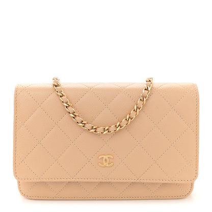 Chanel Caviar Quilted Wallet on Chain WOC Beige 1 of 12
