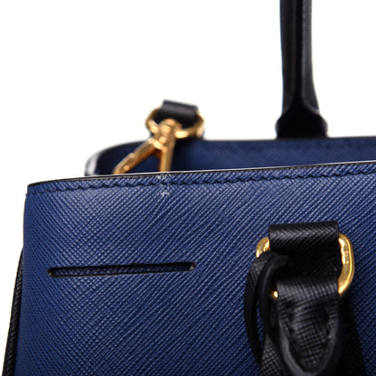Prada Saffiano Lux Bi-Color Medium Tote Bluette Black 10 of 10