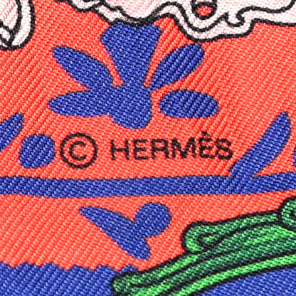 Hermes Silk Etriers Remix Twilly Vermillion Bleu Roy 4 of 4