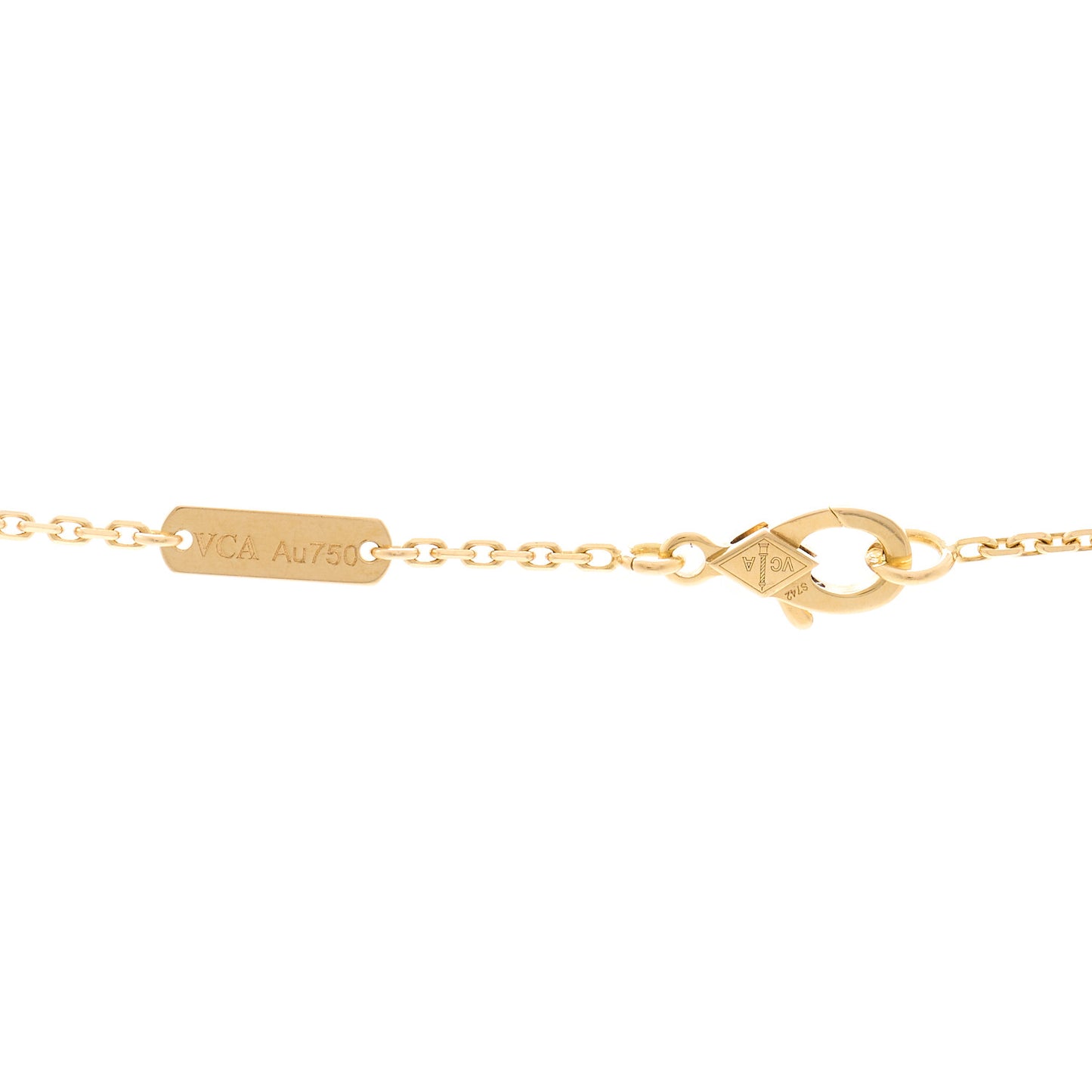 18K Yellow Gold Diamond Yellow Mother of Pearl Vintage Alhambra Pendant Necklace