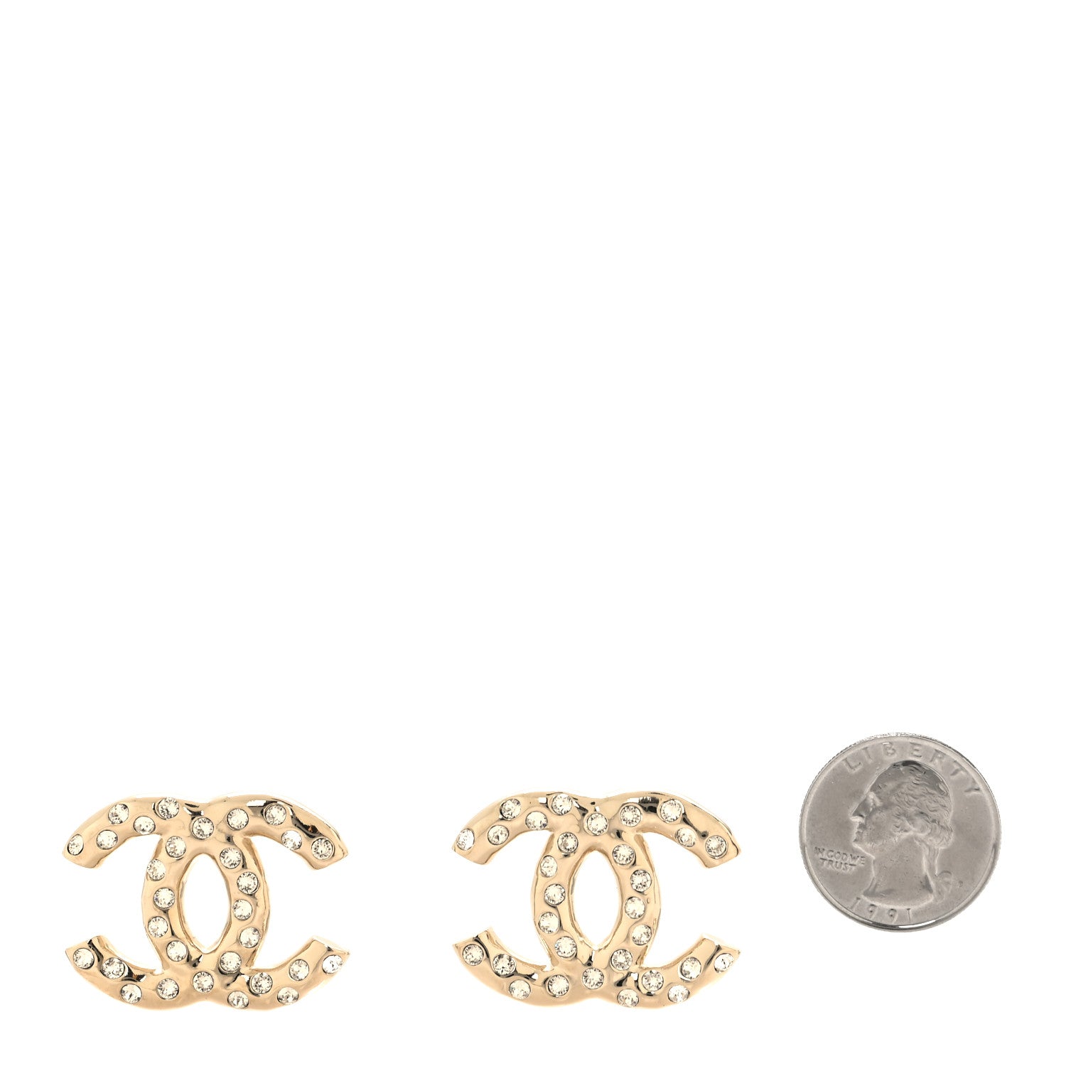 Chanel Crystal CC Earrings Gold 2 of 4