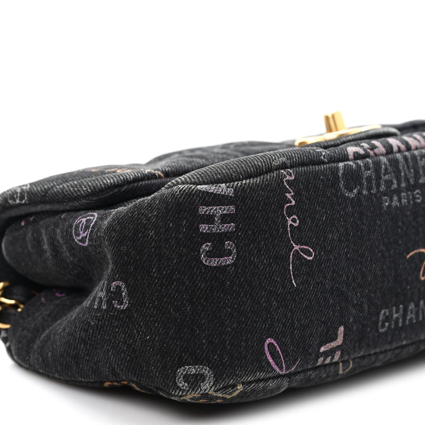 Denim Quilted Denim Mood Mini Rectangular Flap Black Multicolor