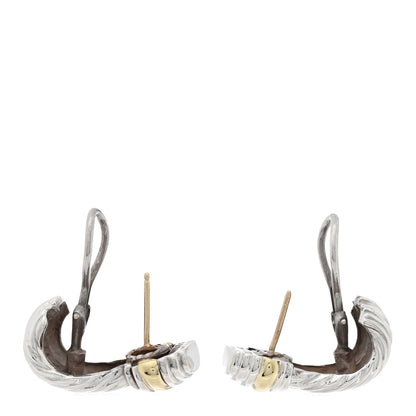 David Yurman Sterling Silver 14K Yellow Gold Cable Earrings 3 of 4