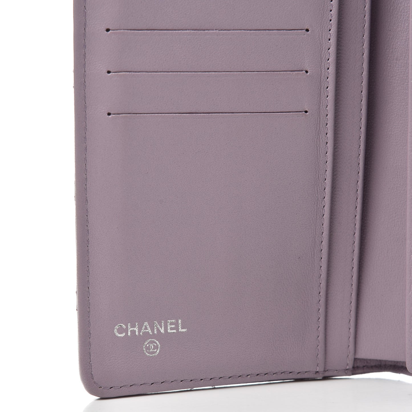 Lambskin Quilted Yen Wallet Light Purple