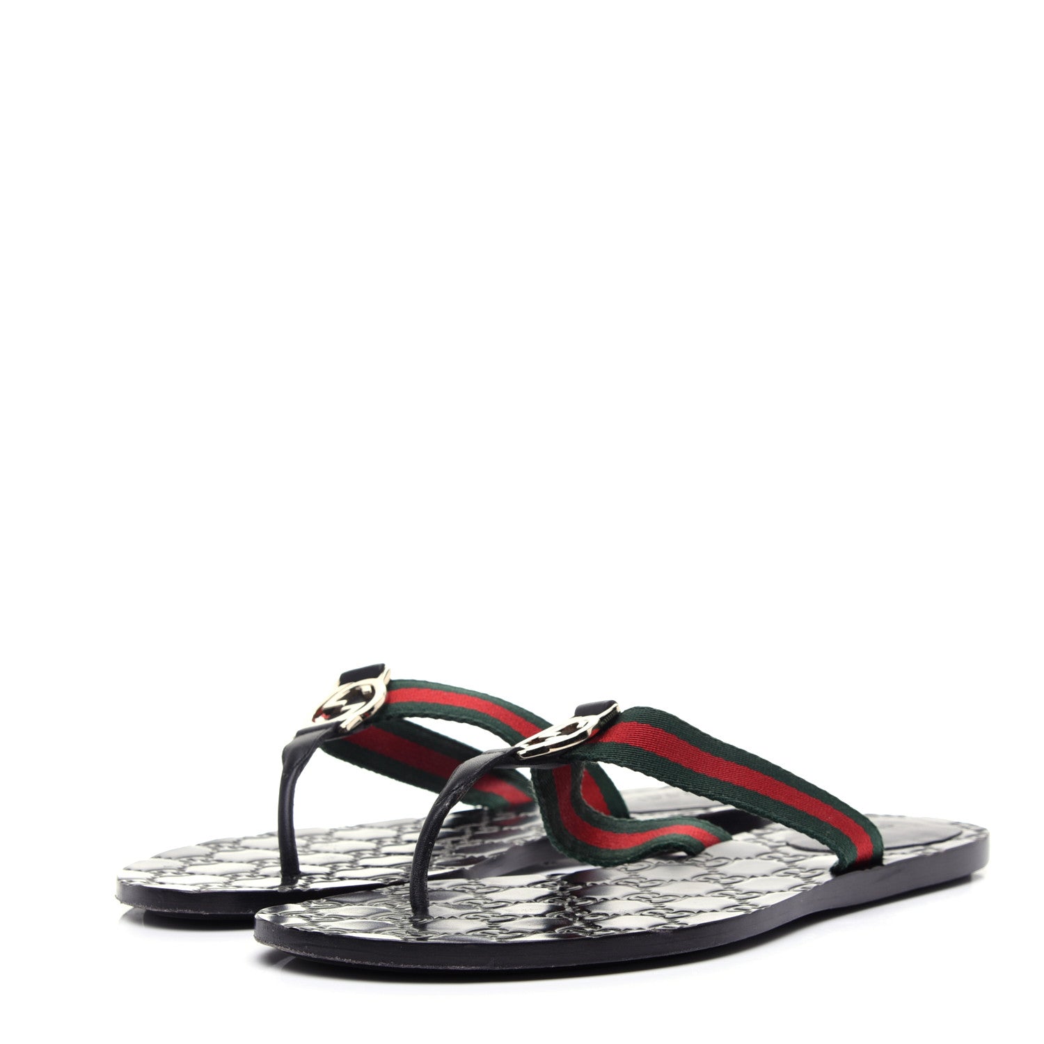 Gucci Nylon Guccissima Web Womens Thong Sandals 38.5 Green Red Black 4 of 15