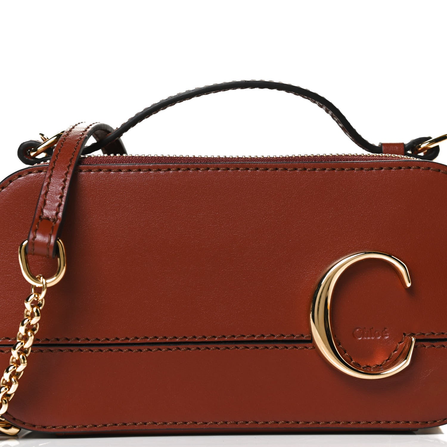 Chloe Shiny Calfskin Mini Vanity C Bag Sepia Brown 8 of 14