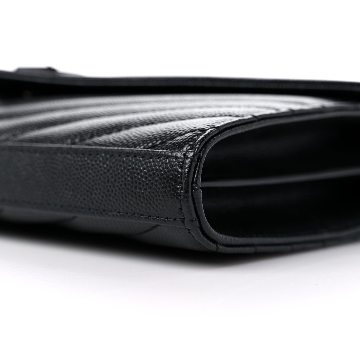 Grain De Poudre Matelasse Chevron Monogram Monochrome Chain Wallet Black