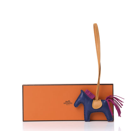 Hermes Milo Lambskin Grigri Rodeo Horse Bag Charm PM Bleu Saphir Rose Pourpre Bouton D'Or 5 of 5