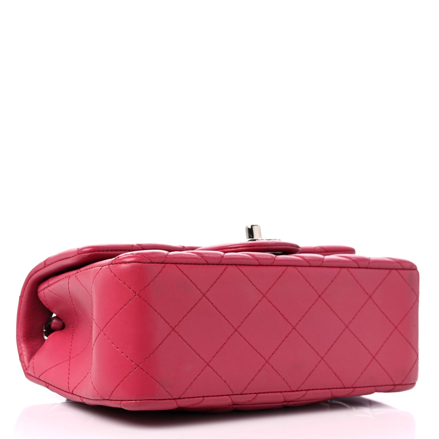 Lambskin Quilted Mini Rectangular Flap Dark Pink