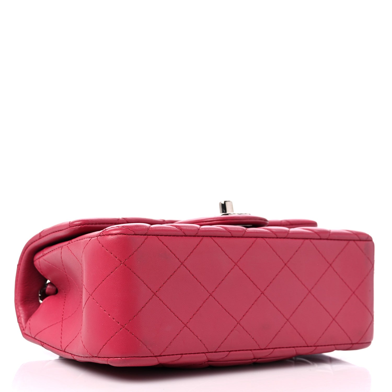 Chanel Lambskin Quilted Mini Rectangular Flap Dark Pink 4 of 14