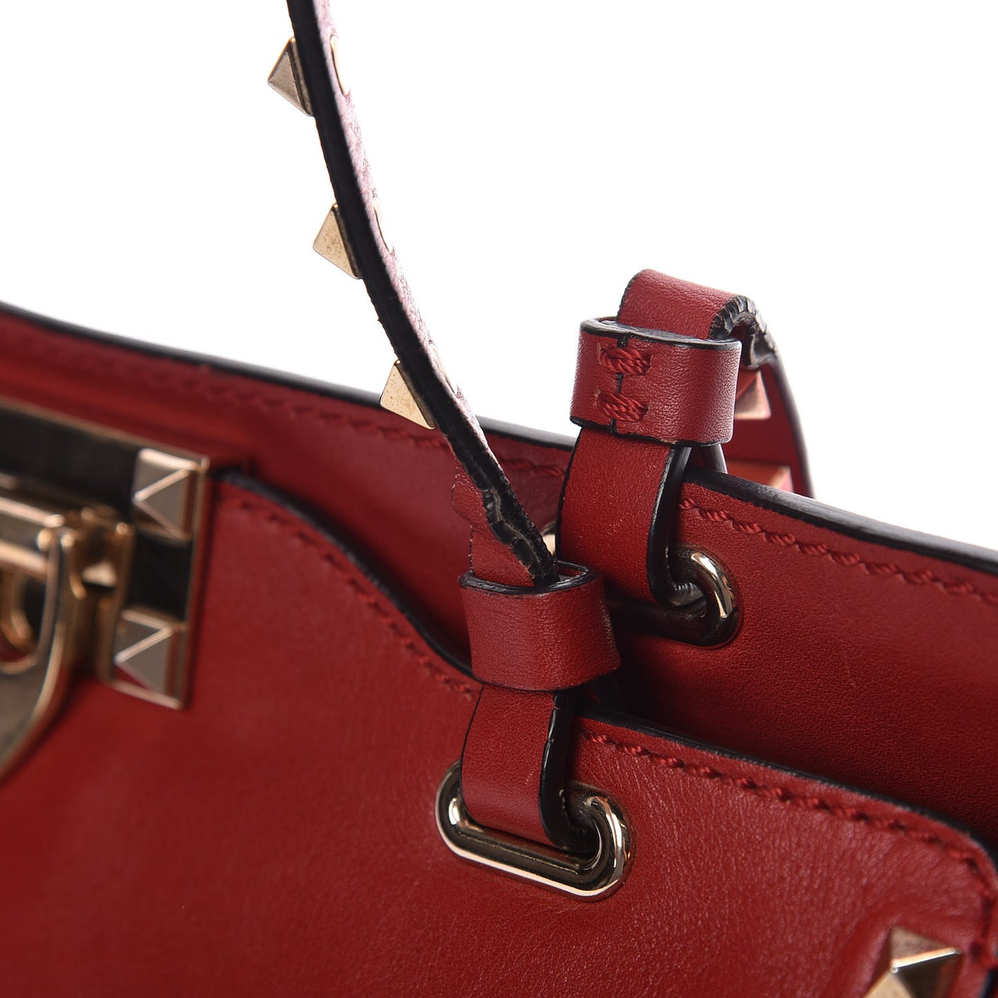 Vitello Small Rockstud Tote Rosso Valentino