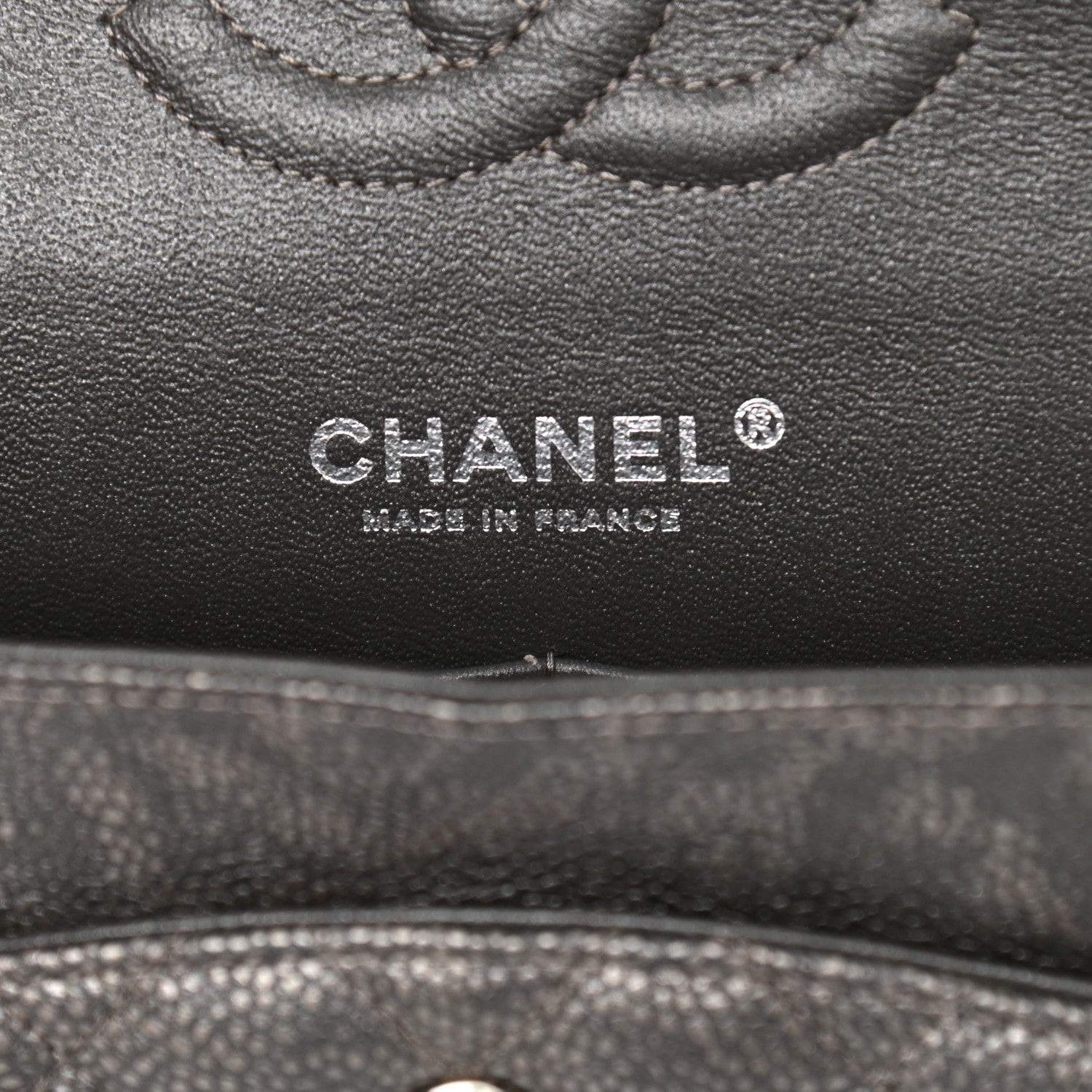 Chanel Metallic Caviar Quilted Medium Double Flap Dark Grey 5 of 9