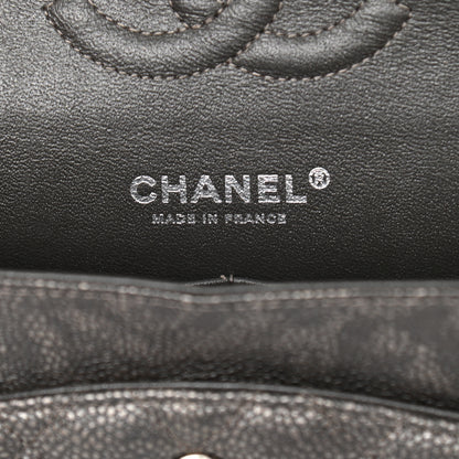 Chanel Metallic Caviar Quilted Medium Double Flap Dark Grey 5 of 9