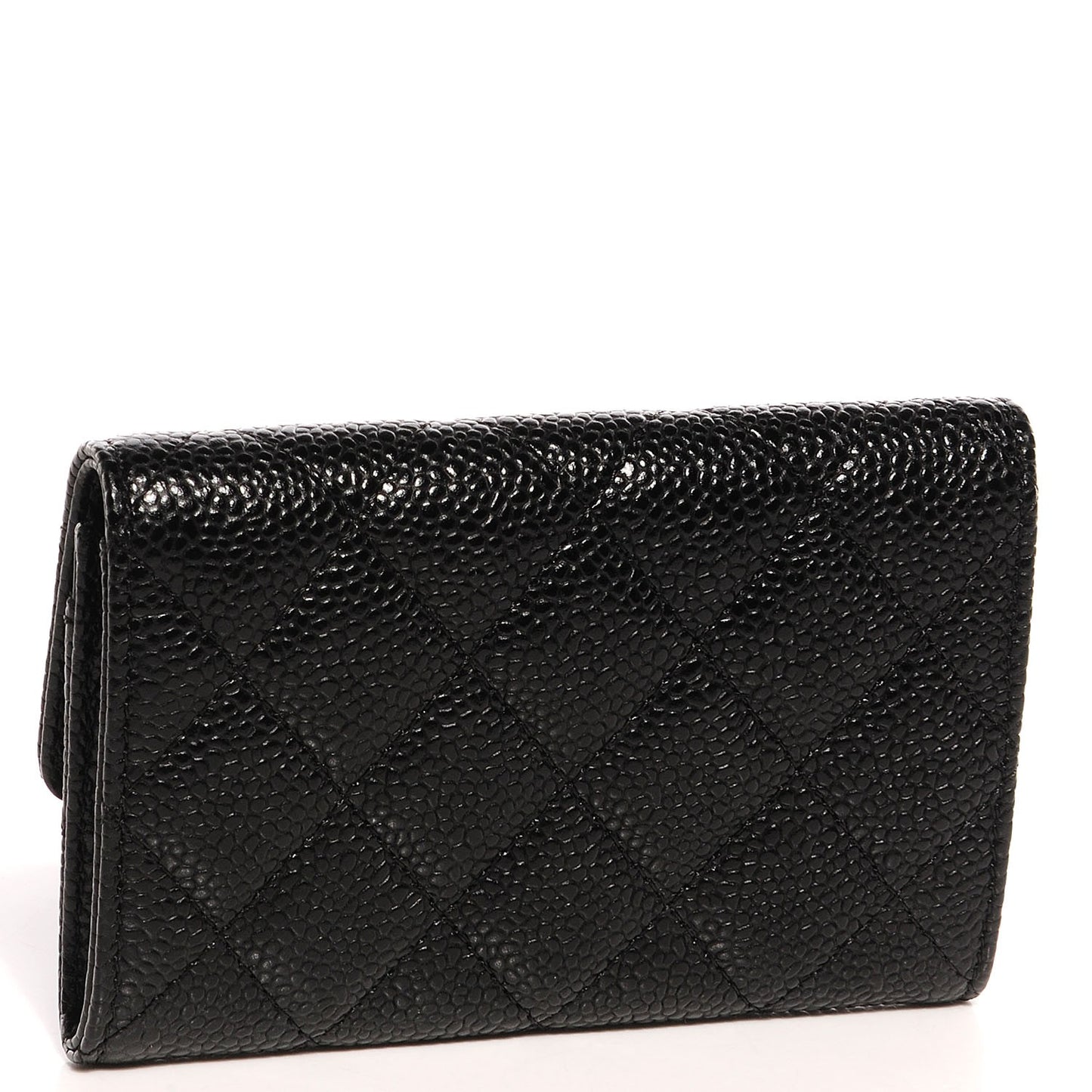 Caviar Quilted Flap Card Holder Black
