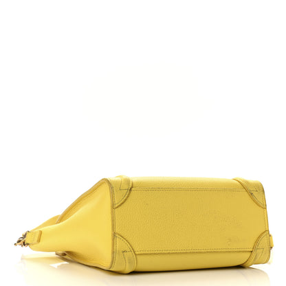 Celine Drummed Calfskin Nano Luggage Citron 4 of 14