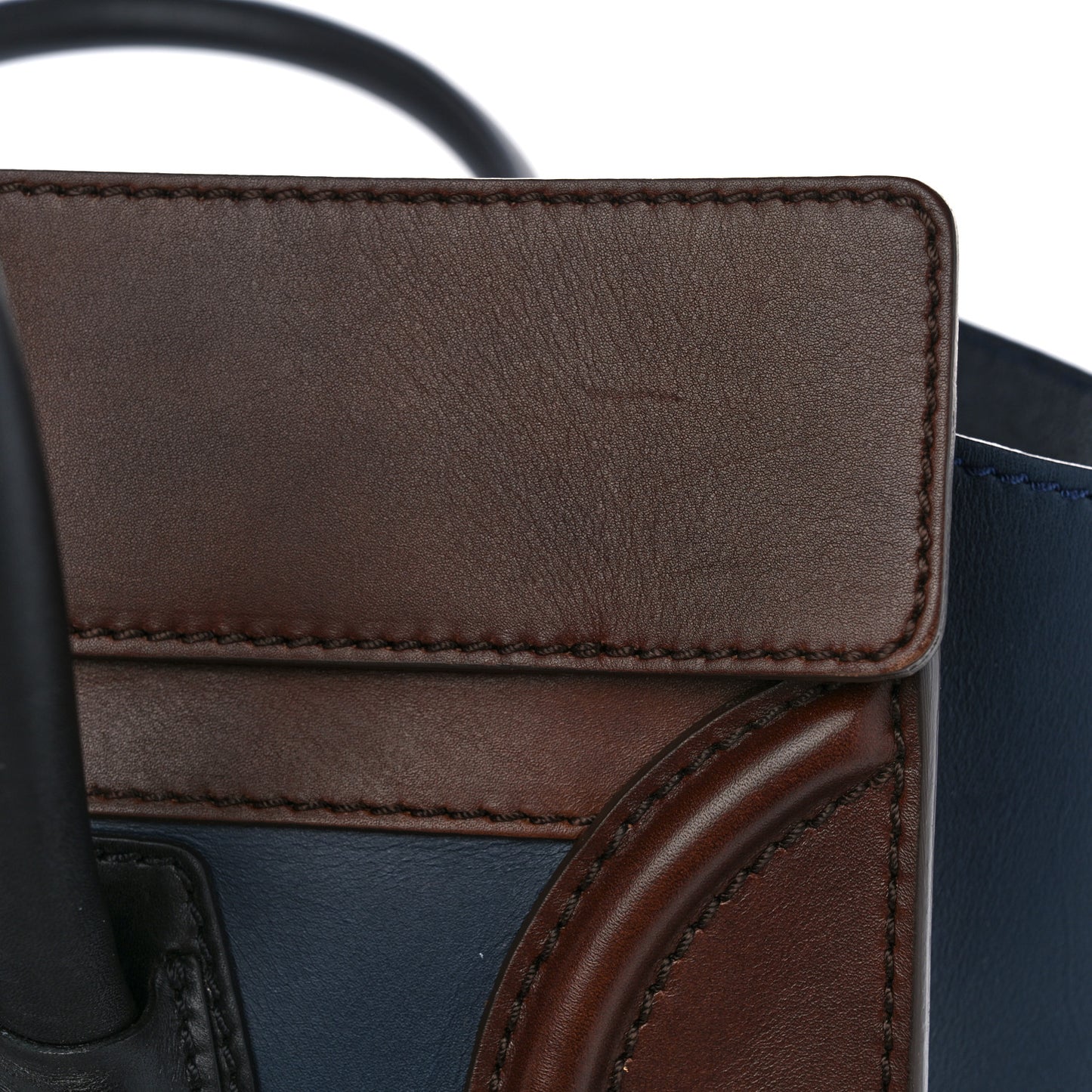 Smooth Calfskin Mini Bi-Color Luggage Navy