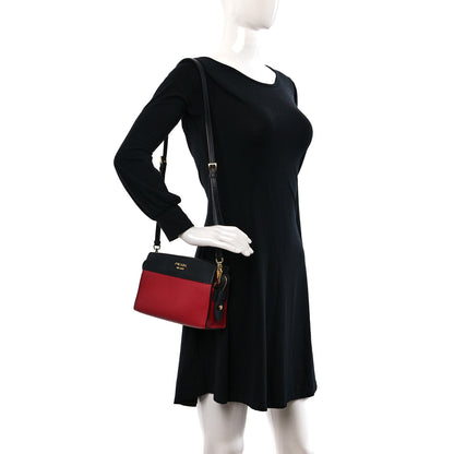 Prada Saffiano Soft Calfskin Bandoliera Bag Fuoco Black 2 of 8