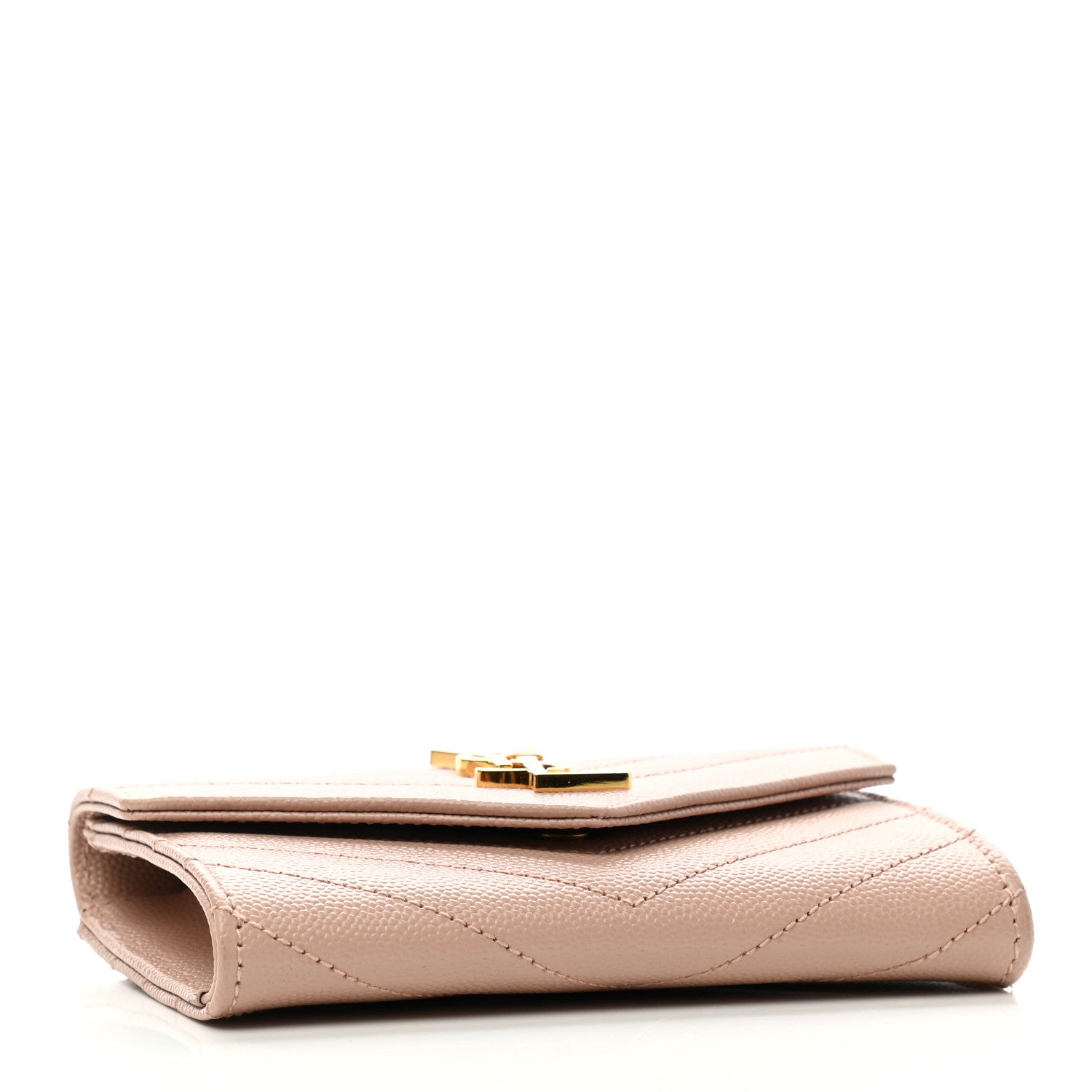 Saint Laurent Grain De Poudre Matelasse Chevron Small Monogram Envelope Wallet Pink 4 of 7