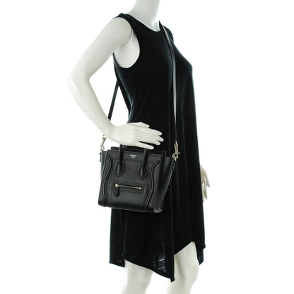 Celine Drummed Calfskin Nano Luggage Black 2 of 8
